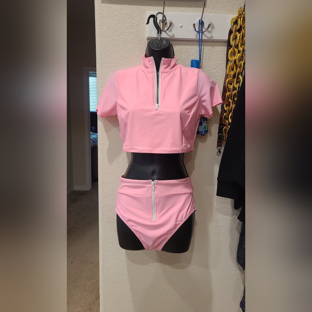 Fashion Nova Swim Set Pink Medium